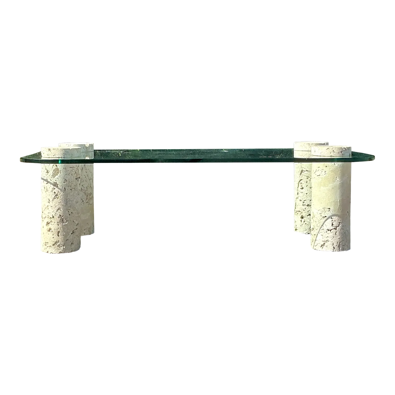 Vintage Coastal Coquina Cylinder Coffee Table