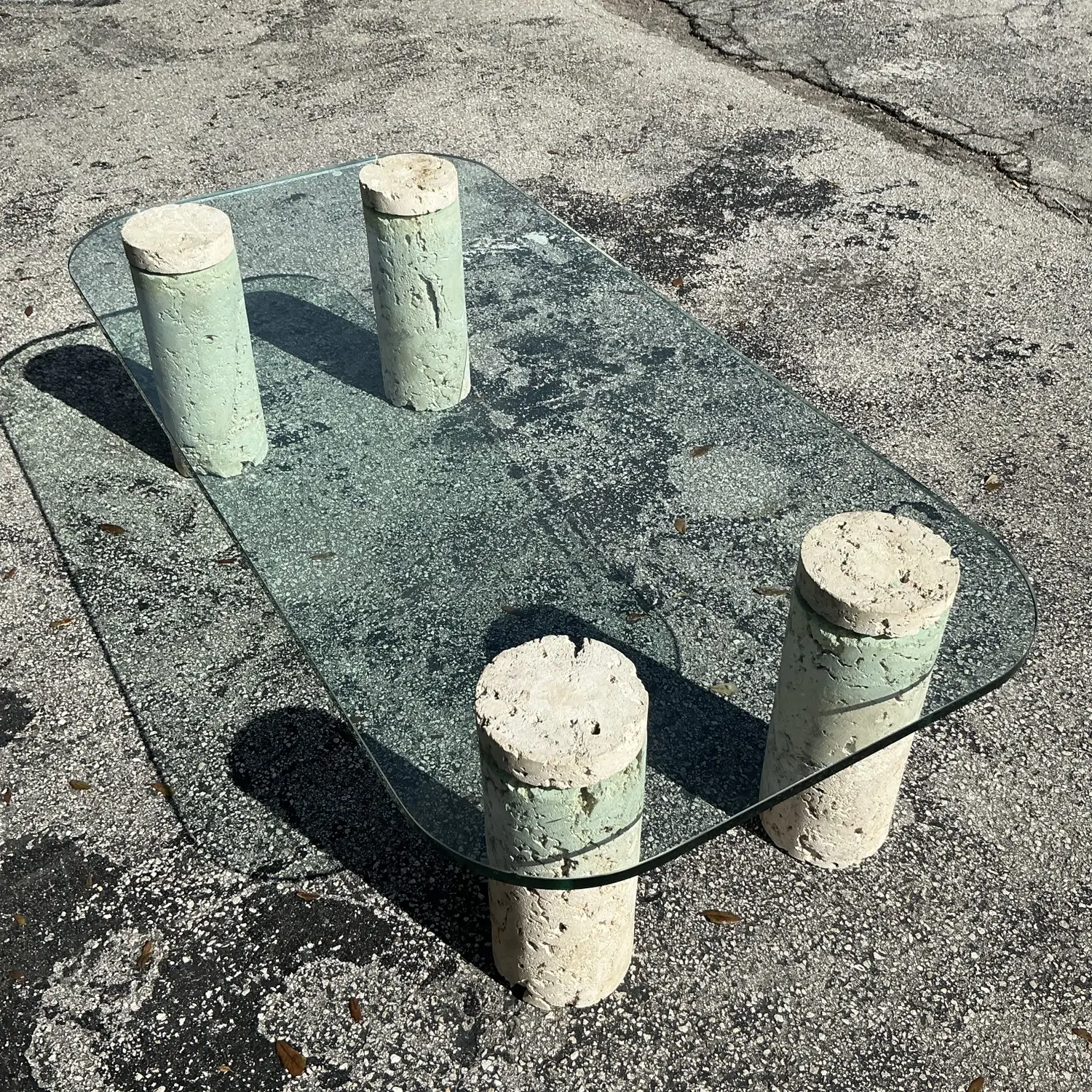 Vintage Coastal Coquina Cylinder Coffee Table - Detail view