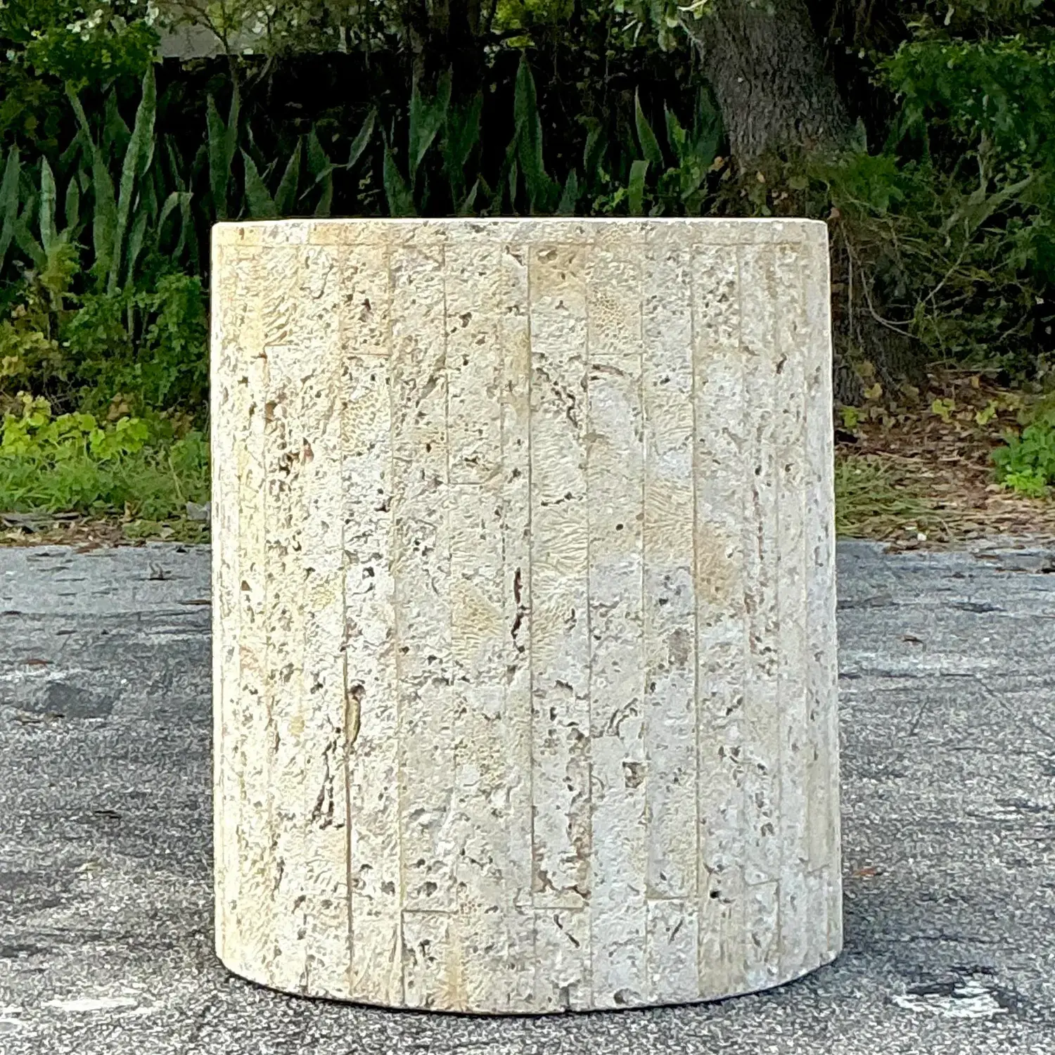 Vintage Coastal Coquina Strip Pedestal - Detail view
