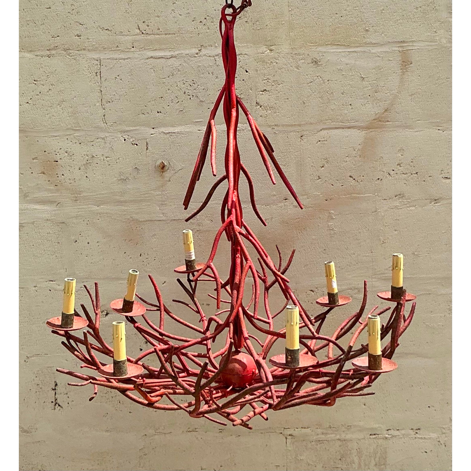 Vintage Coastal Coral Branch Chandelier - Side view