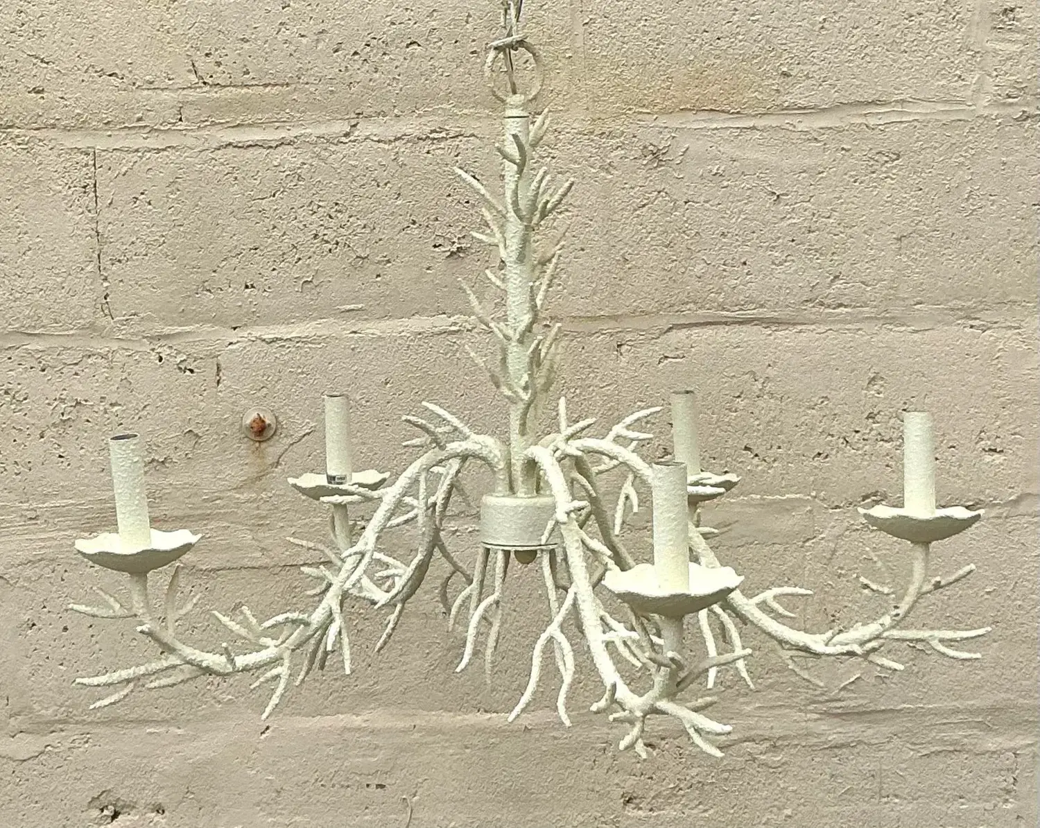 Vintage Coastal Coral Branch Chandelier - Detail view