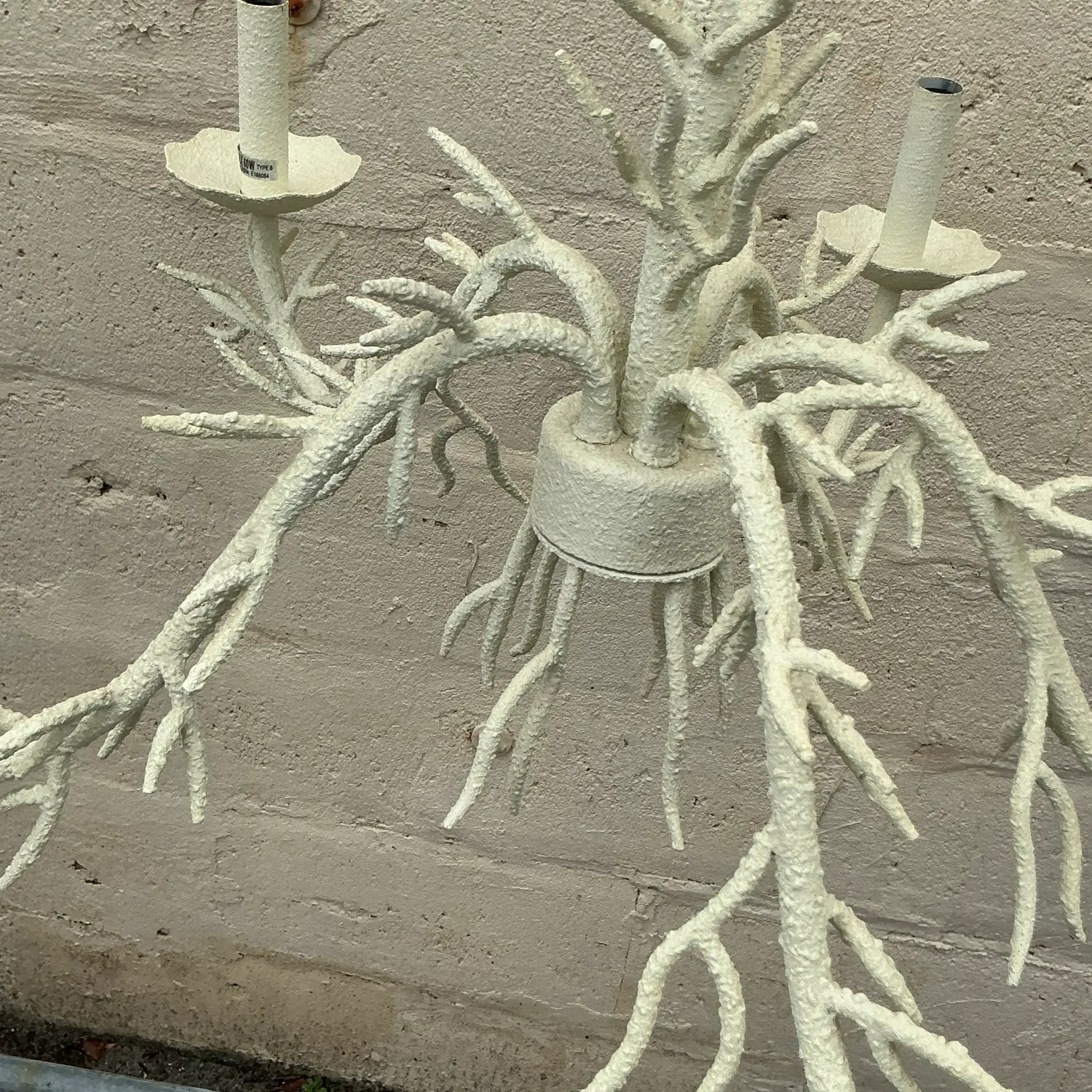 Vintage Coastal Coral Branch Chandelier - Back view