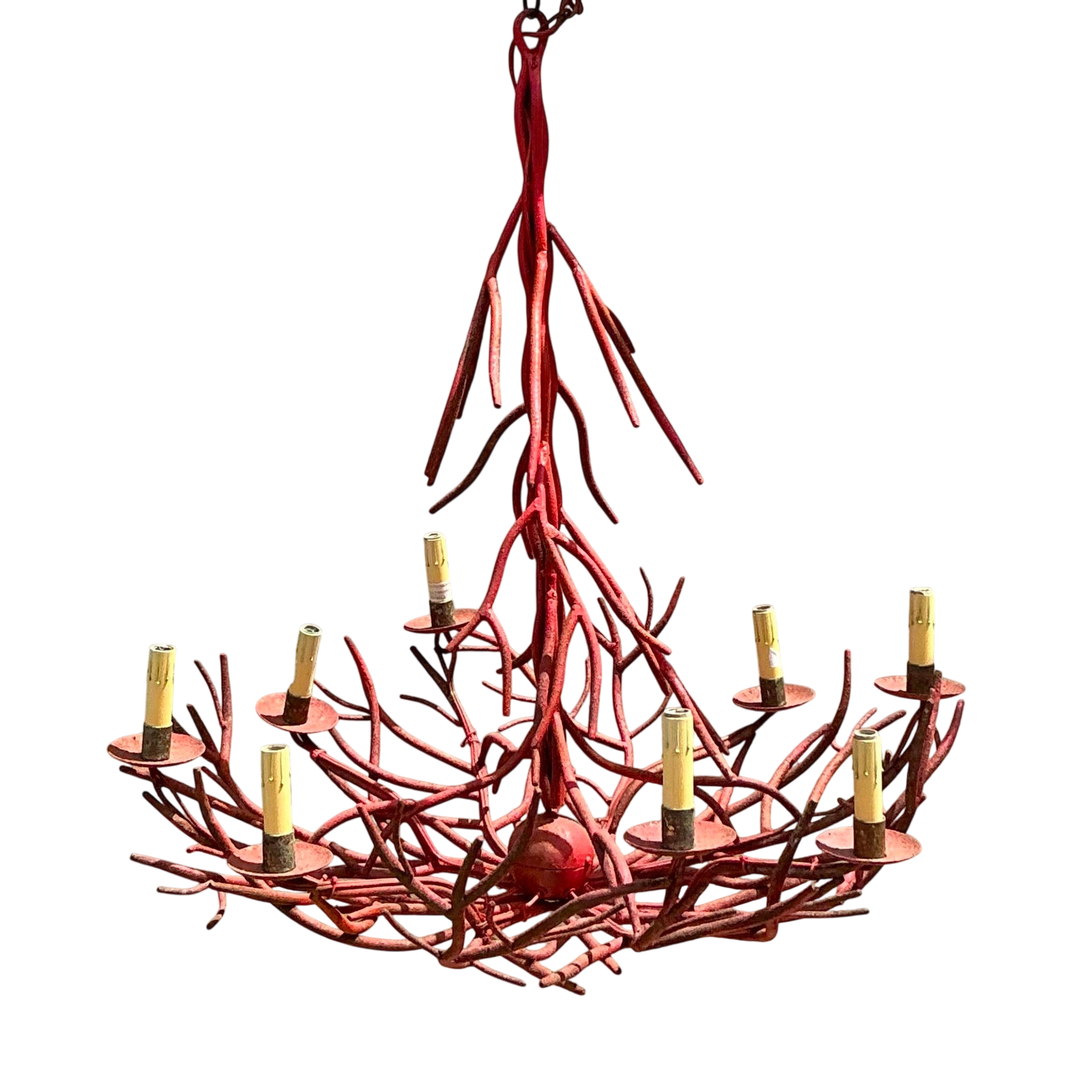 Vintage Coastal Coral Branch Chandelier - Detail view