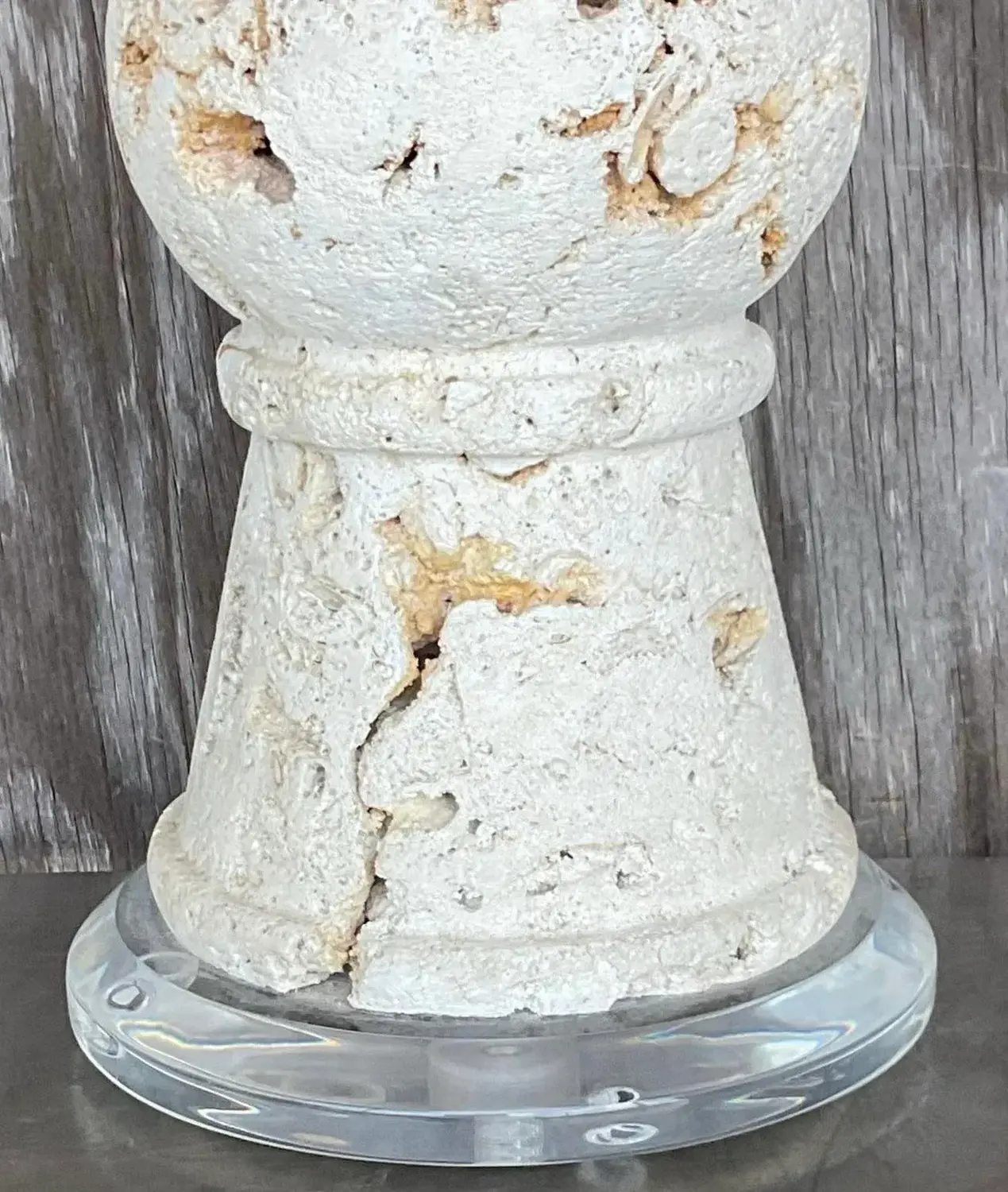 Vintage Coastal Cut Coquina Stone Table Lamp - Top view