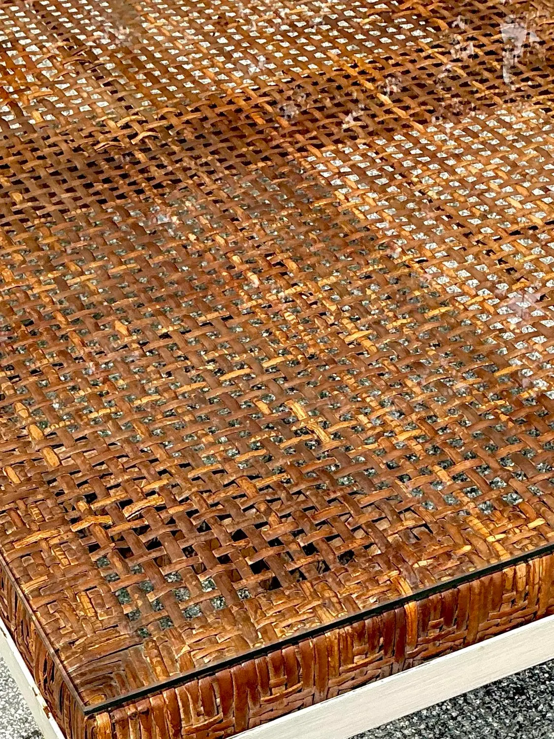 Vintage Coastal Danny Ho Fong for Trop-Cal Rattan Top Dining Table - Side view
