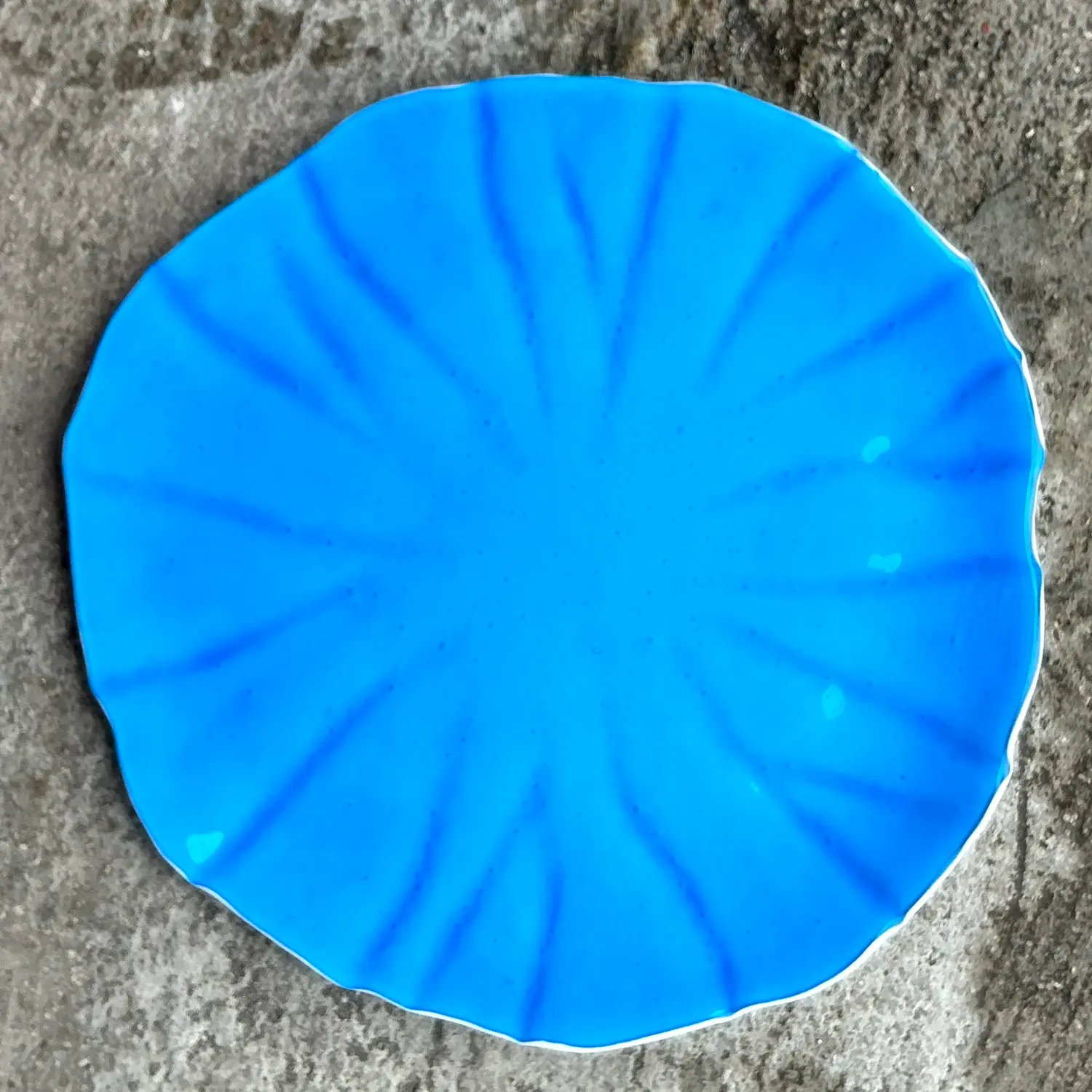 Vintage Coastal Electric Blue Glass Tray - Side view