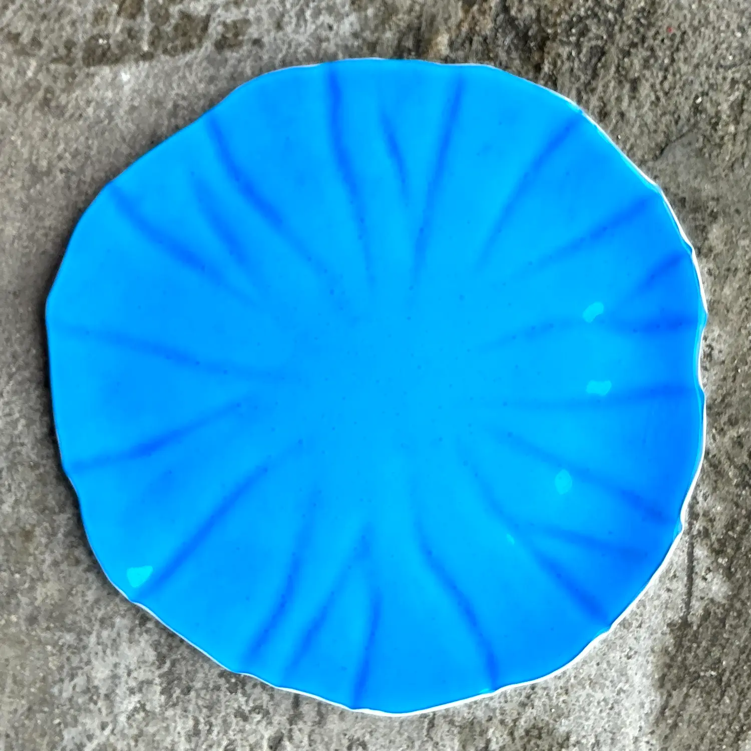 Vintage Coastal Electric Blue Glass Tray - Top view