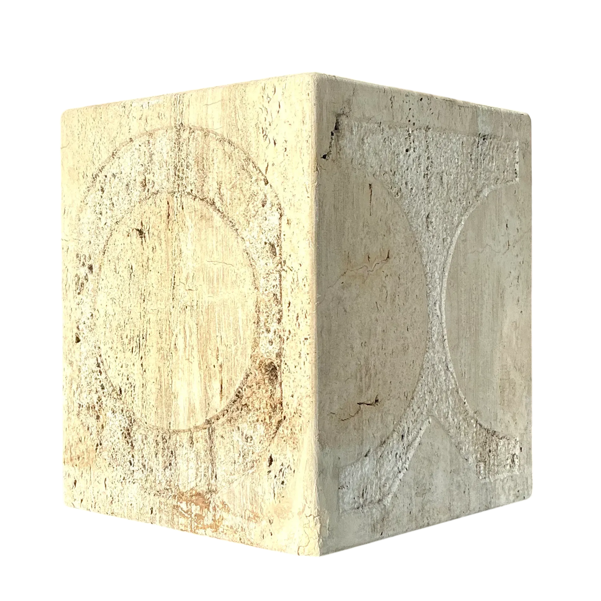 Vintage Coastal Etched Coral Block Drinks Table - Detail view