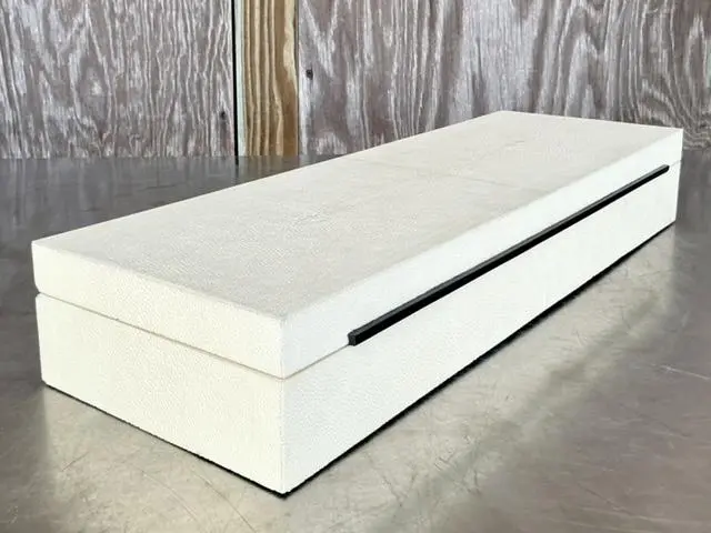 Vintage Coastal Faux Shagreen Long Box - Top view