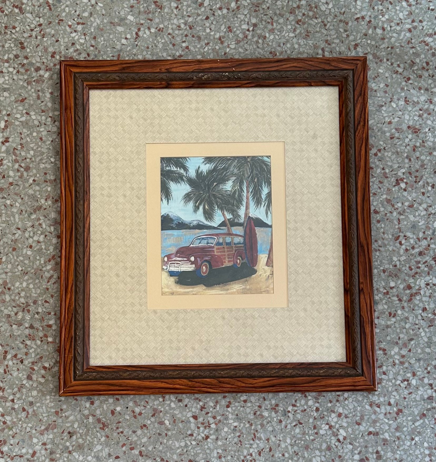 Vintage Coastal Framed Beach Print - Side view