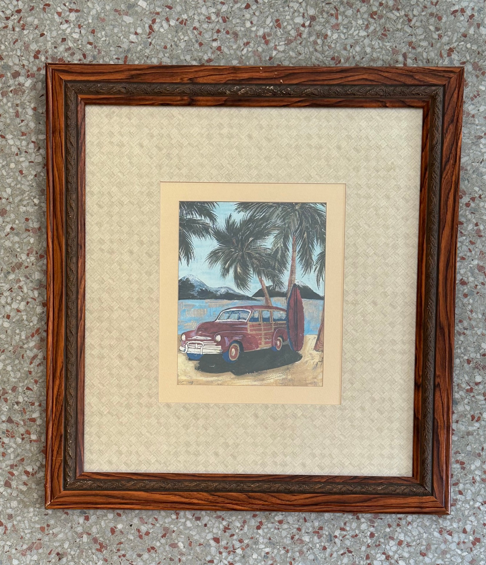 Vintage Coastal Framed Beach Print - Top view