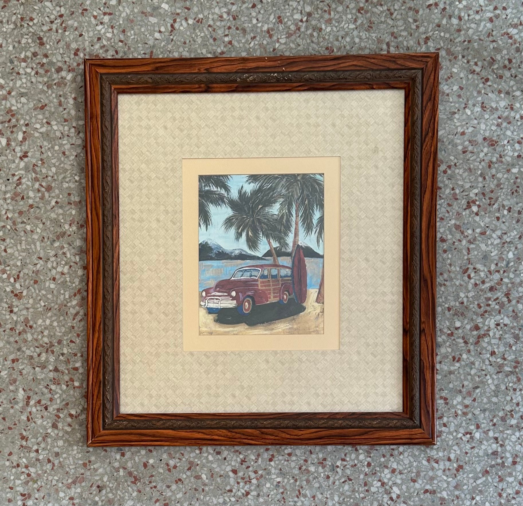 Vintage Coastal Framed Beach Print - Back view