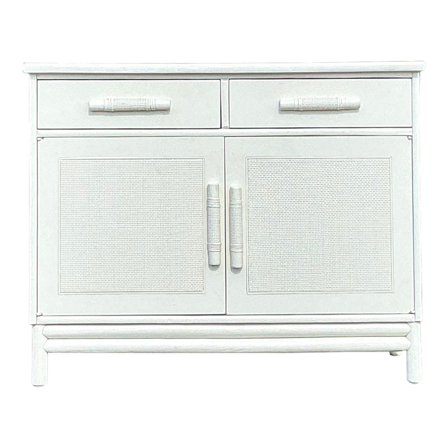 Vintage Coastal Grasscloth Panel Sideboard After Ficks Reed