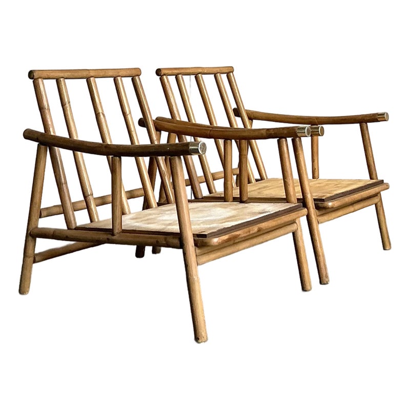 Vintage Coastal John Wisner for Ficks Reed Lounge Chairs - A Pair