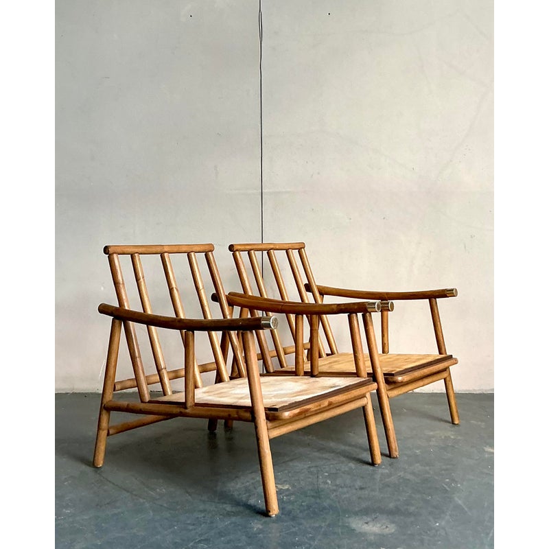 Vintage Coastal John Wisner for Ficks Reed Lounge Chairs - A Pair - Side view