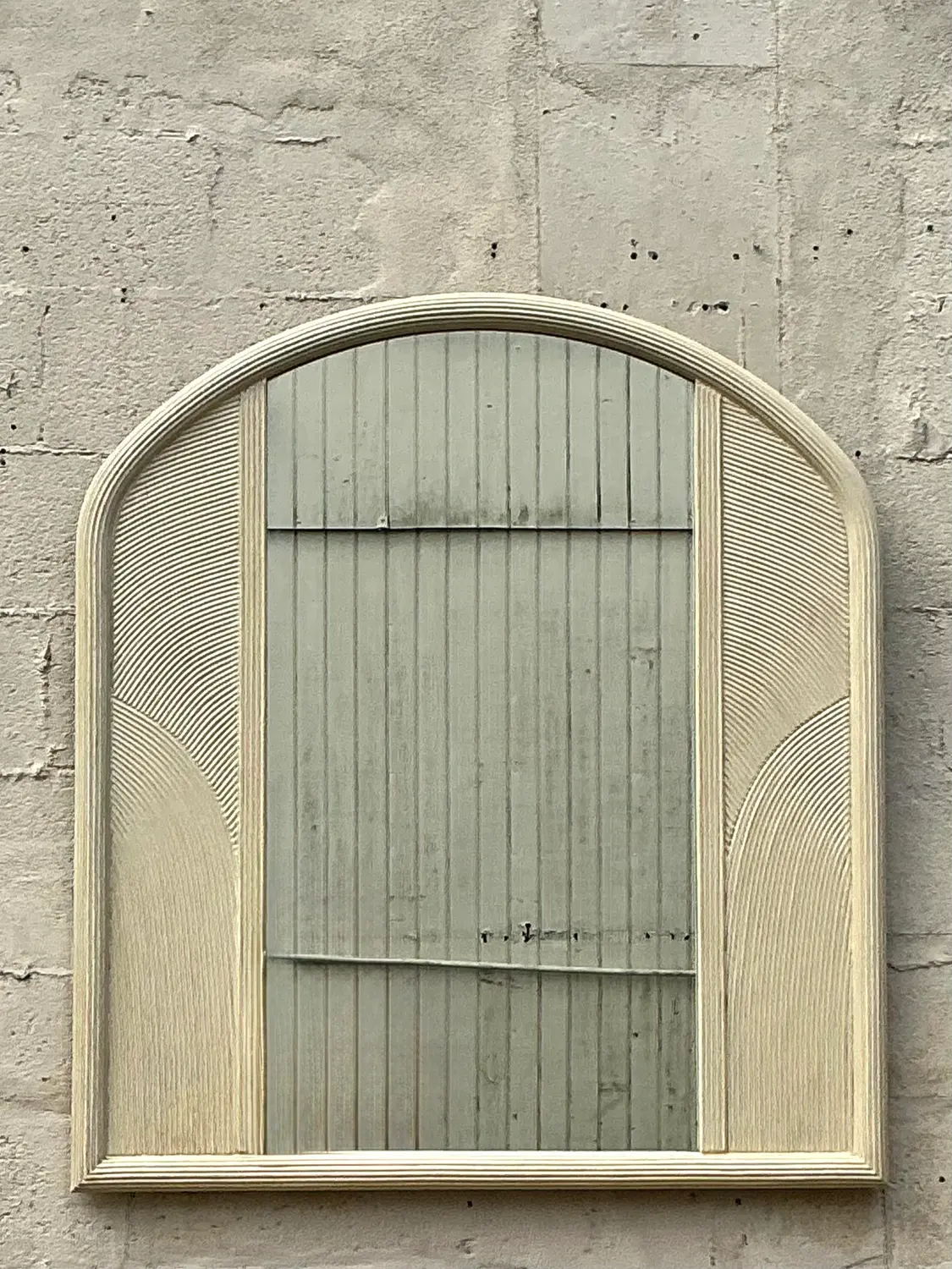 Vintage Coastal Lenoir Pencil Reed Arched Mirror - Side view
