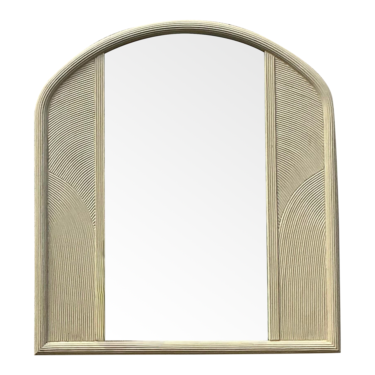 Vintage Coastal Lenoir Pencil Reed Arched Mirror - Detail view