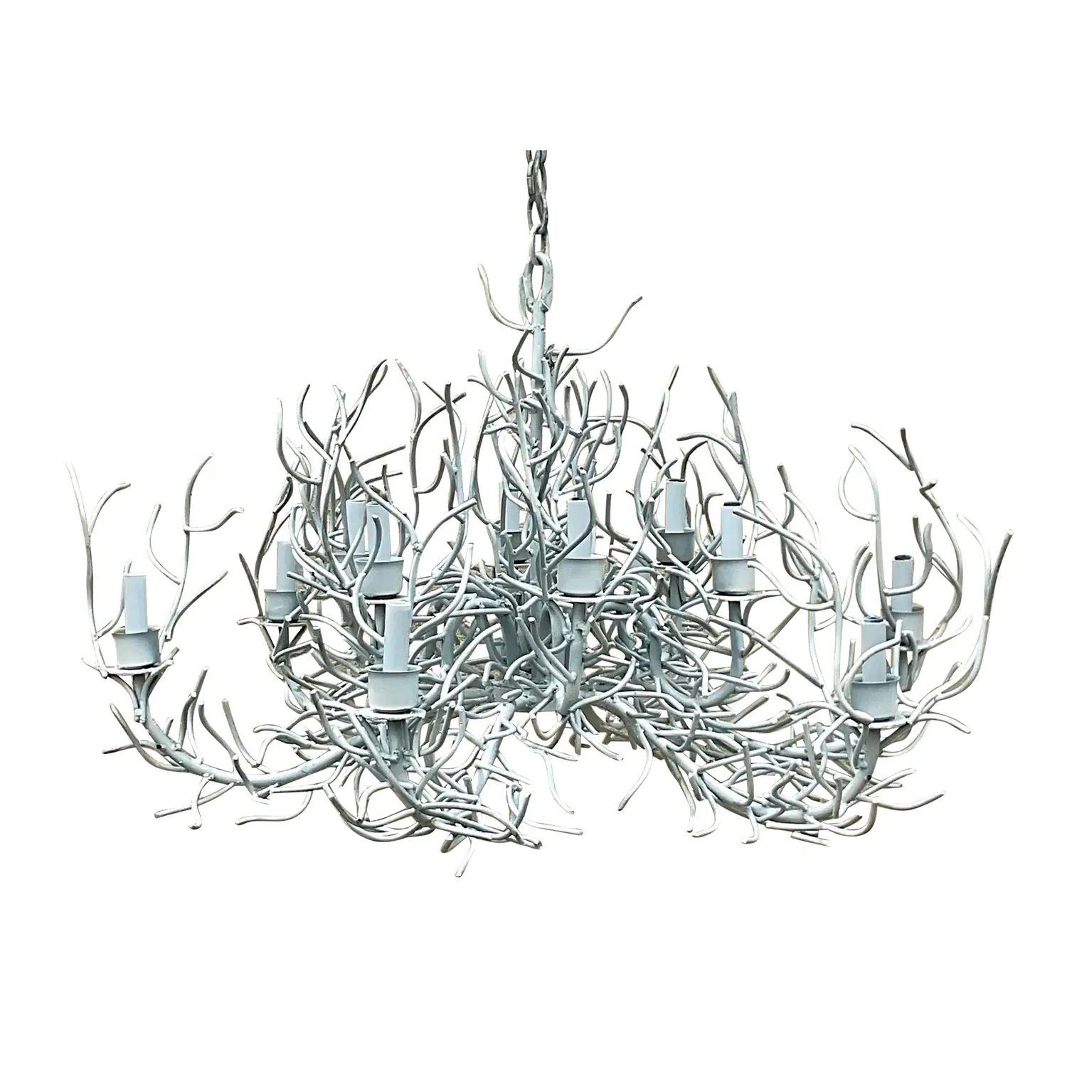 Vintage Coastal Metal Coral Branch Plaster White Chandelier