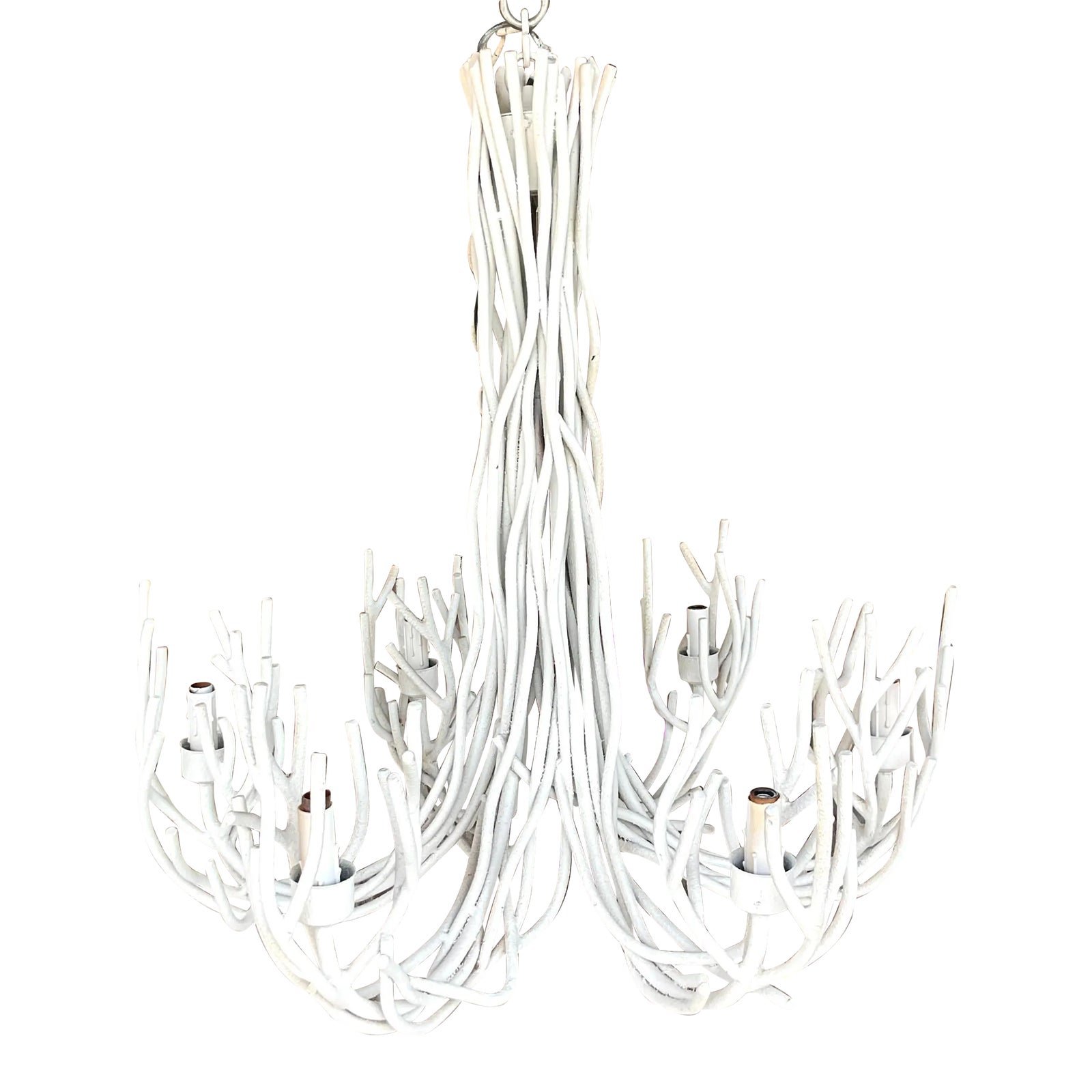Vintage Coastal Metal Twig Chandelier