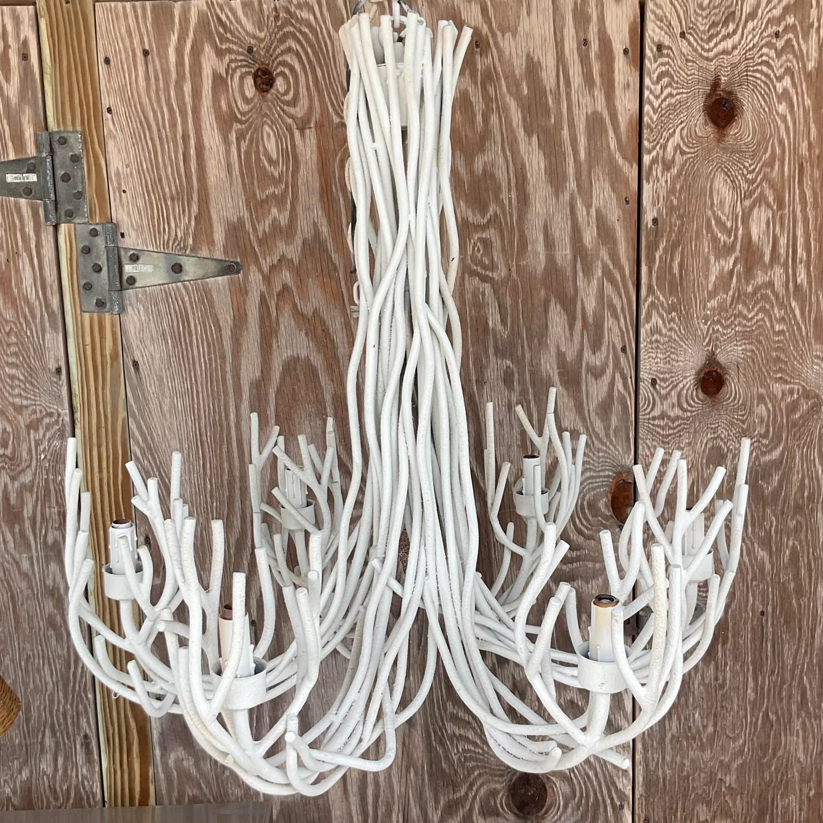 Vintage Coastal Metal Twig Chandelier - Detail view