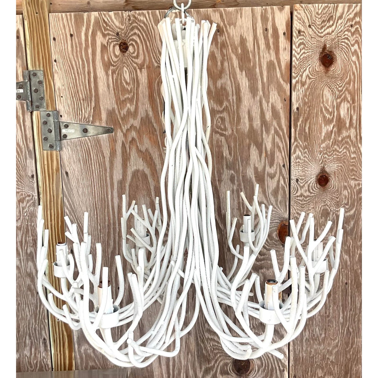 Vintage Coastal Metal Twig Chandelier - Top view