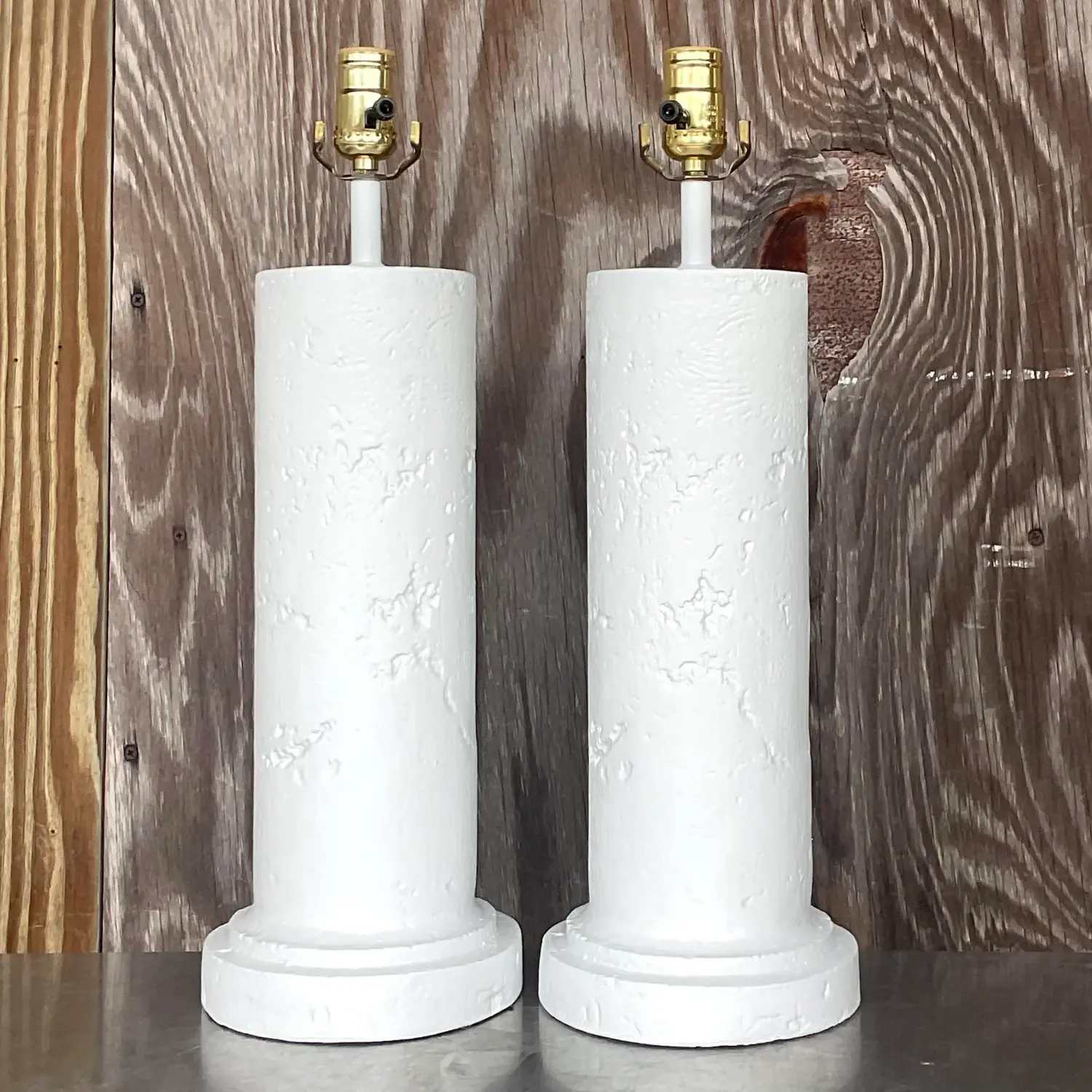 Vintage Coastal Molded Coral Plaster Lamps - a Pair - Top view