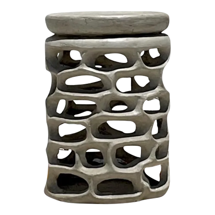 Vintage Coastal Molded Resin Low Stool - Detail view