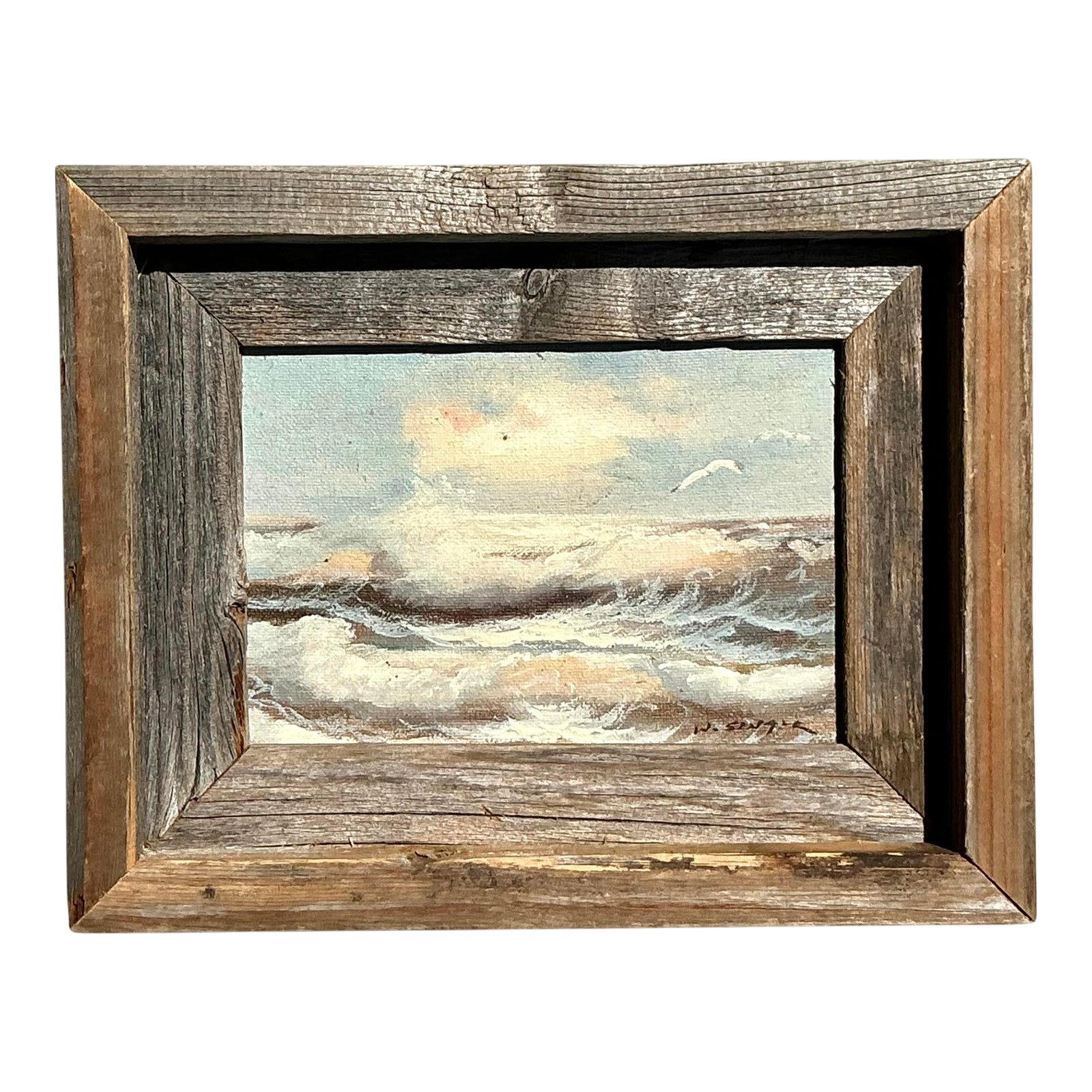 Vintage Coastal Original Seascape Oil on Board