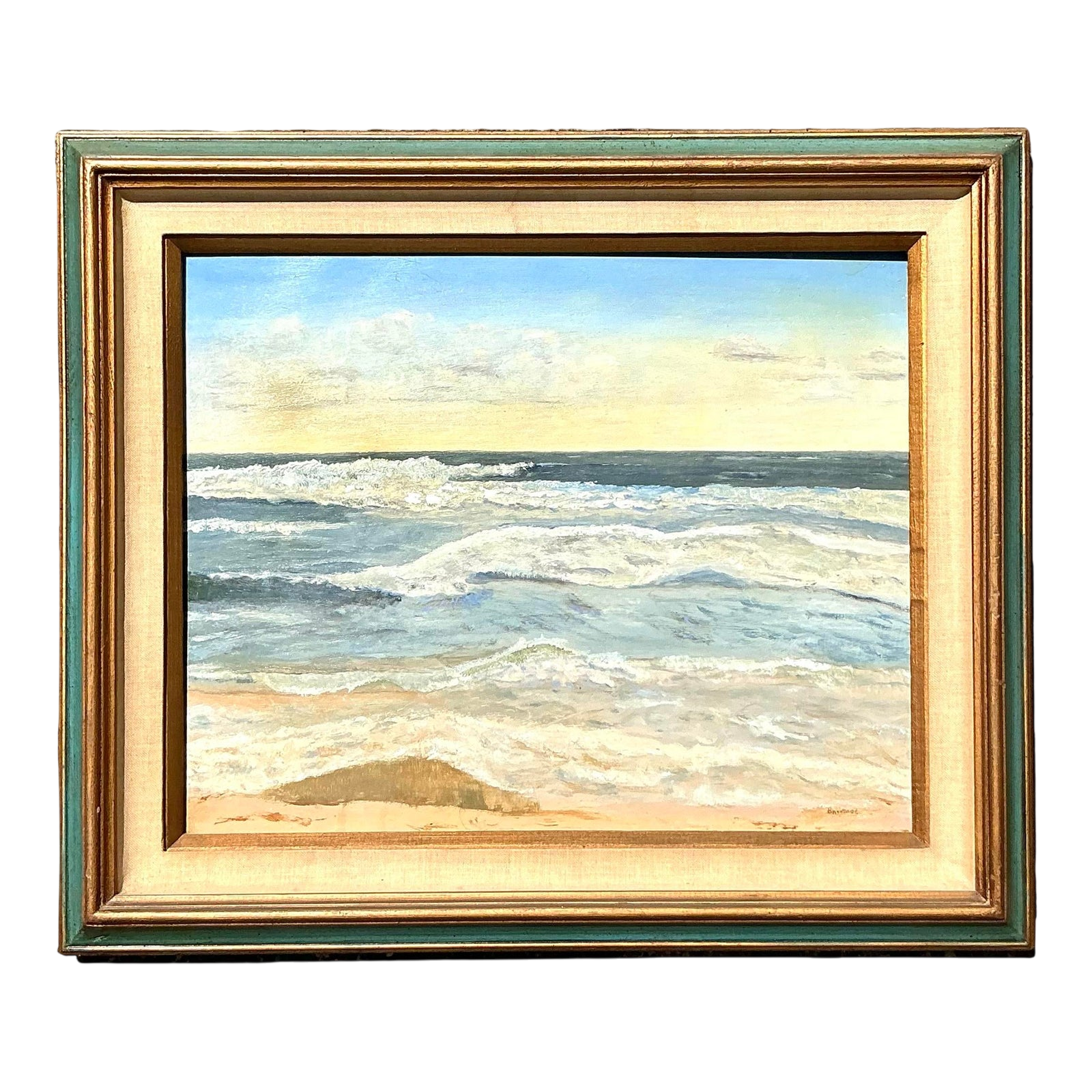 Vintage Coastal Original Seascape Oil on Canvas