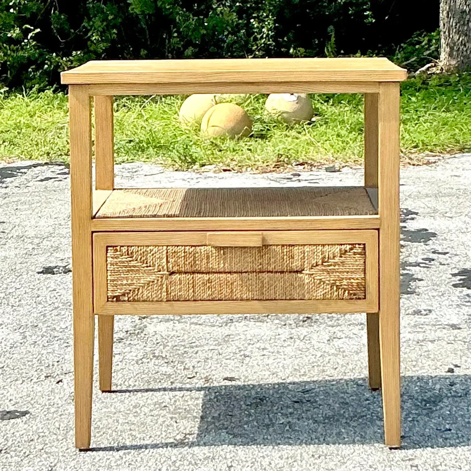 Vintage Coastal Palecek Wrapped Jute Nightstand - Side view