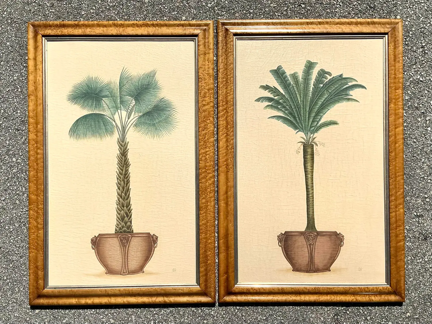 Vintage Coastal Palm Prints - A Pair - Side view
