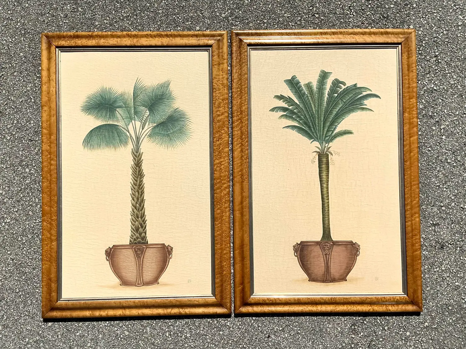 Vintage Coastal Palm Prints - A Pair - Back view