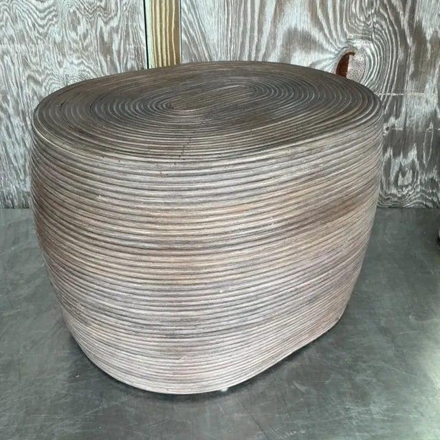 Vintage Coastal Pencil Reed Coffee Table - Top view