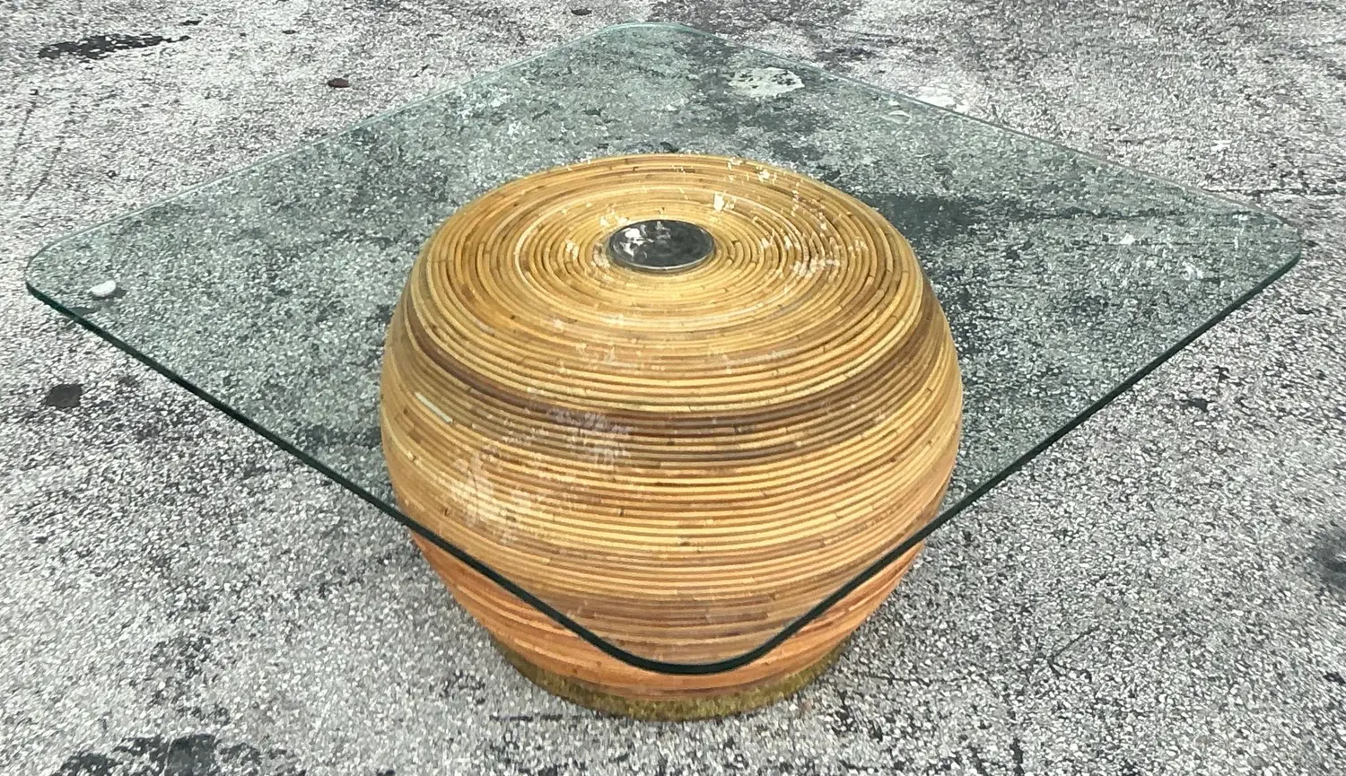 Vintage Coastal Pencil Reed Coffee Table - Detail view