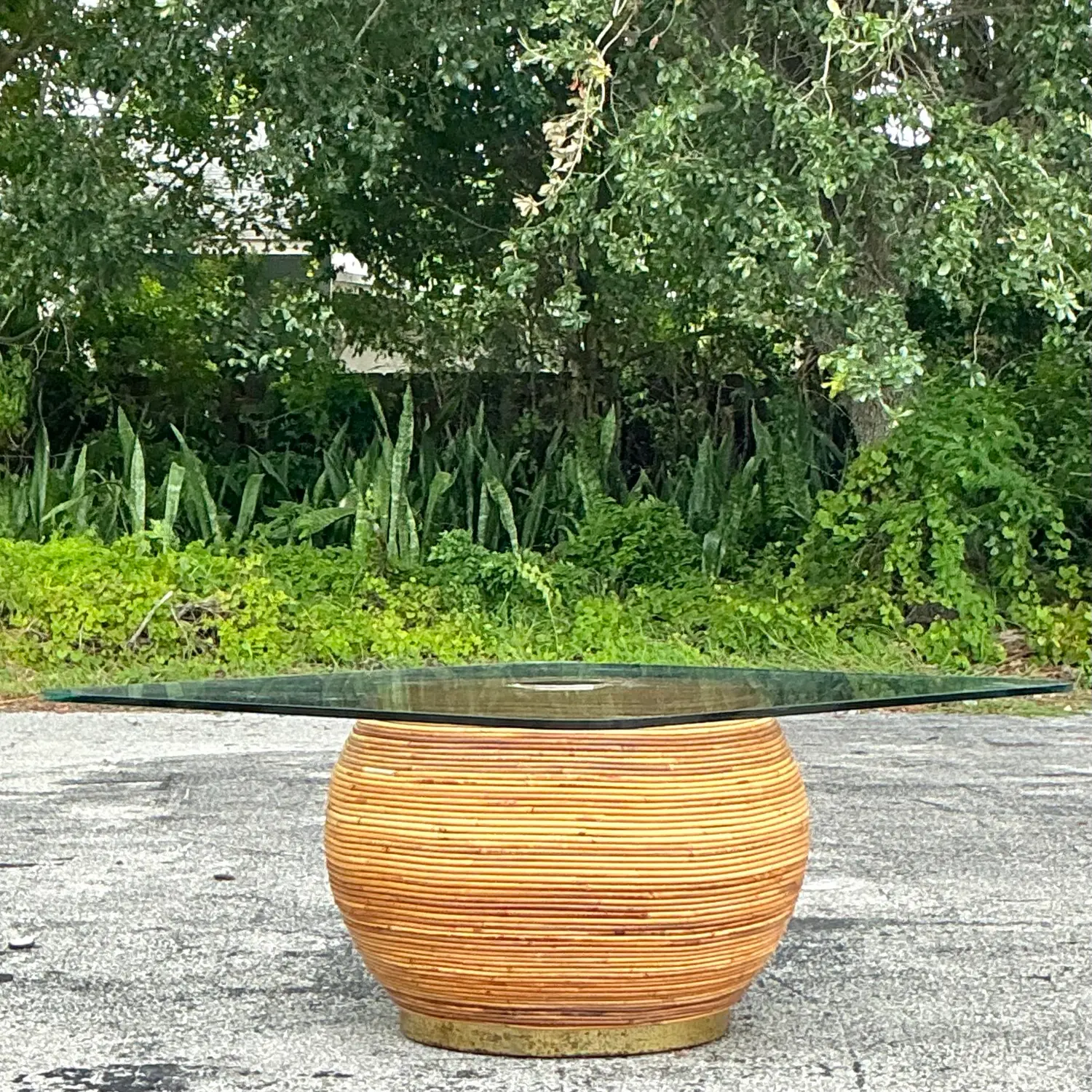 Vintage Coastal Pencil Reed Coffee Table - Back view