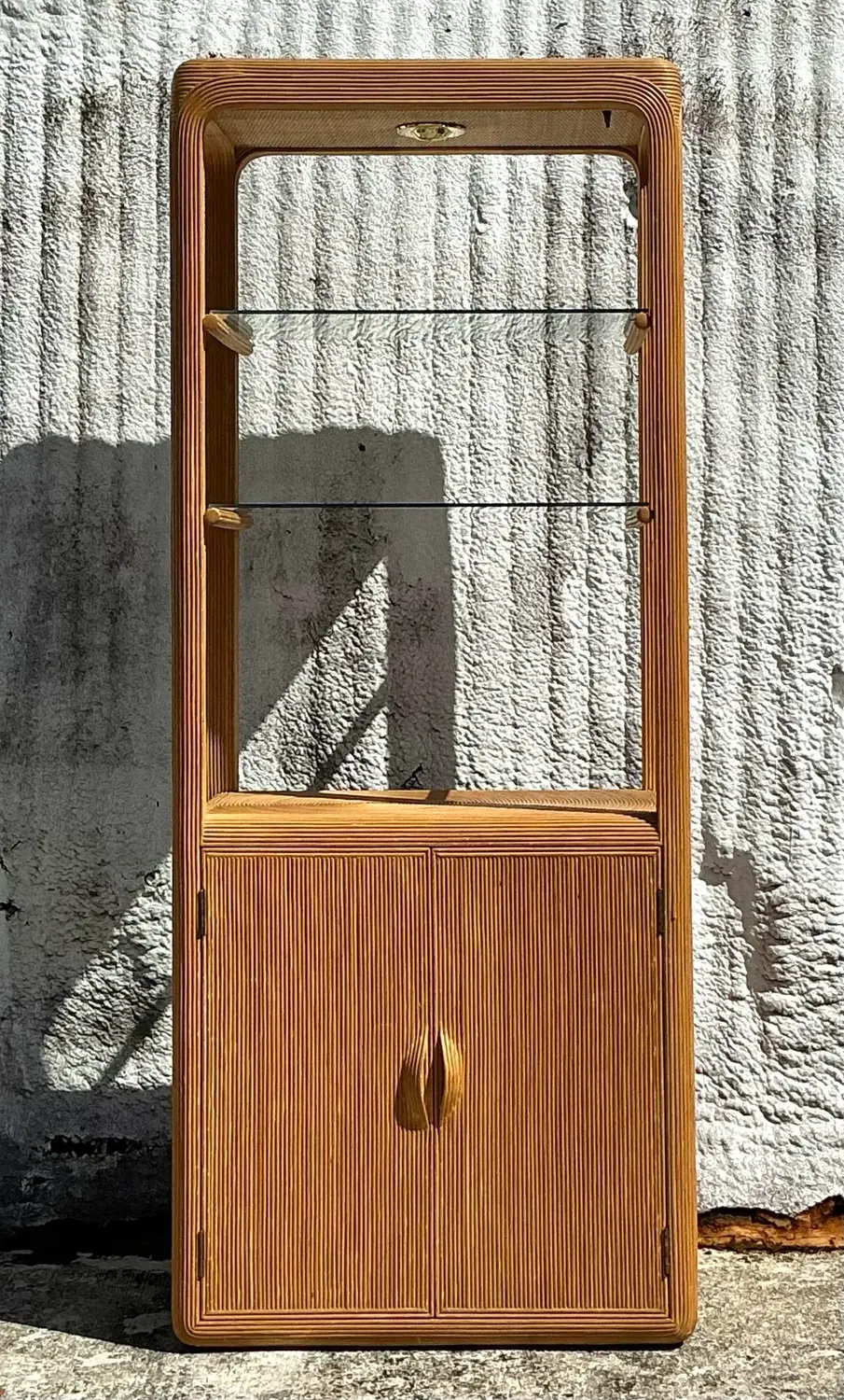 Vintage Coastal Pencil Reed Etagere - Detail view