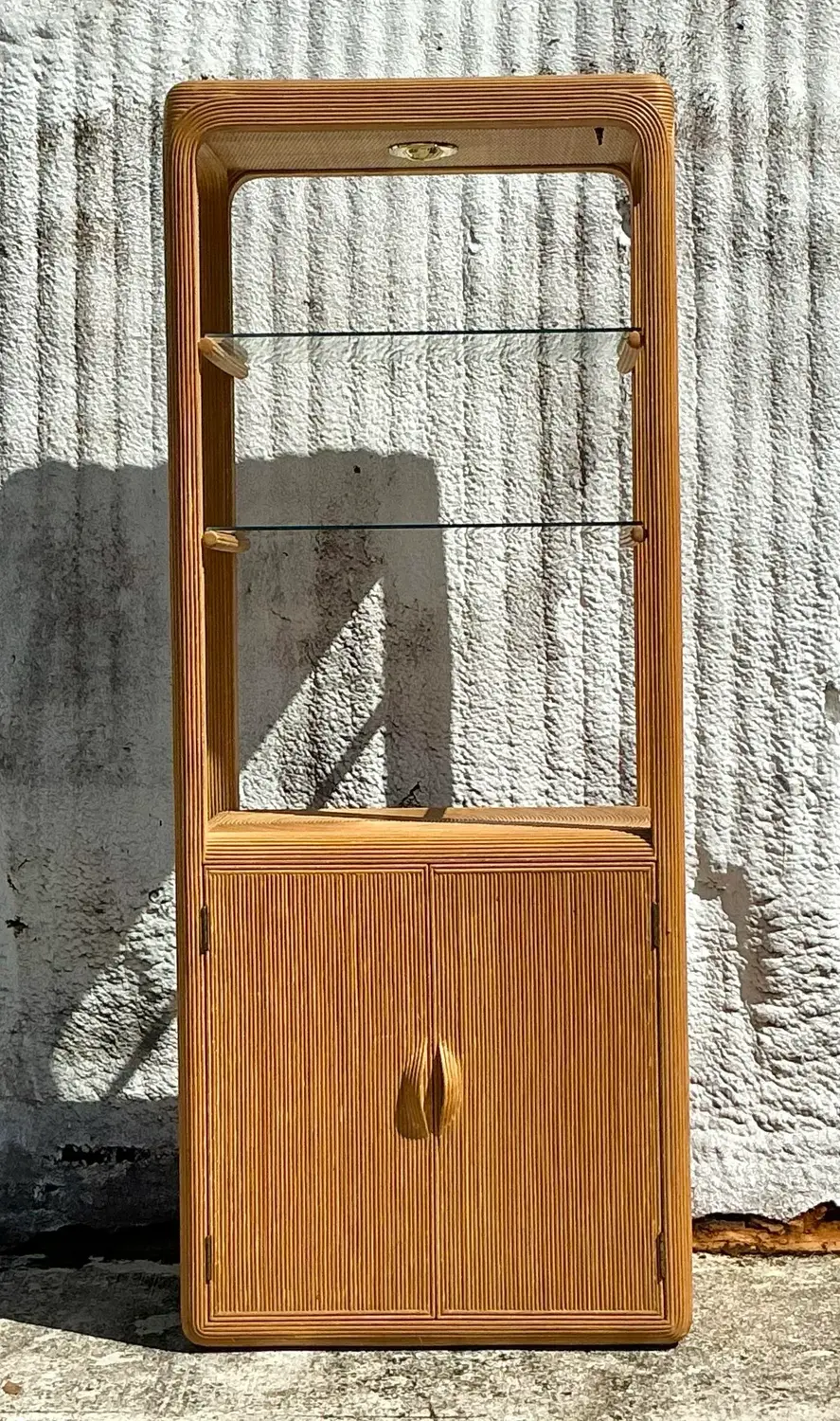 Vintage Coastal Pencil Reed Etagere - Top view
