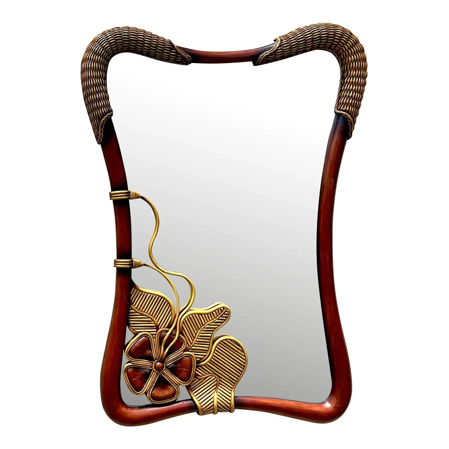 Vintage Coastal Pencil Reed Flower Mirror