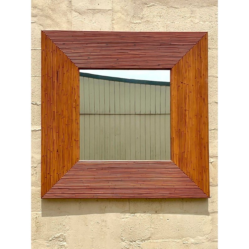 Vintage Coastal Pencil Reed Mirror - Detail view