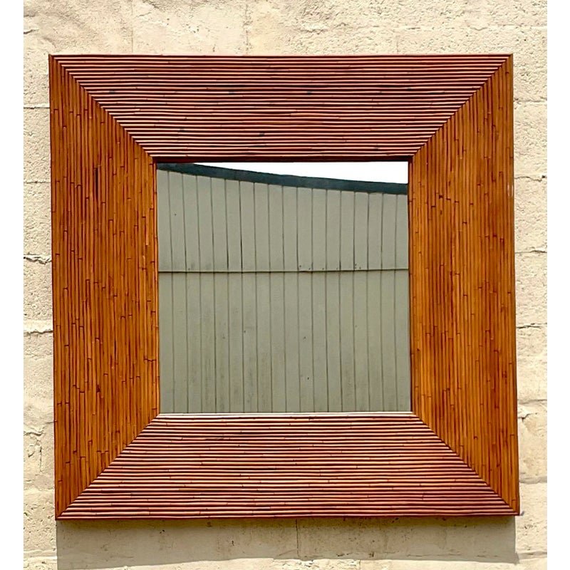 Vintage Coastal Pencil Reed Mirror - Side view