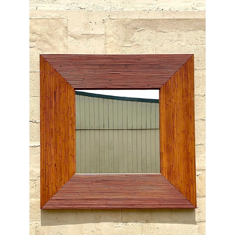 Vintage Coastal Pencil Reed Mirror - Back view