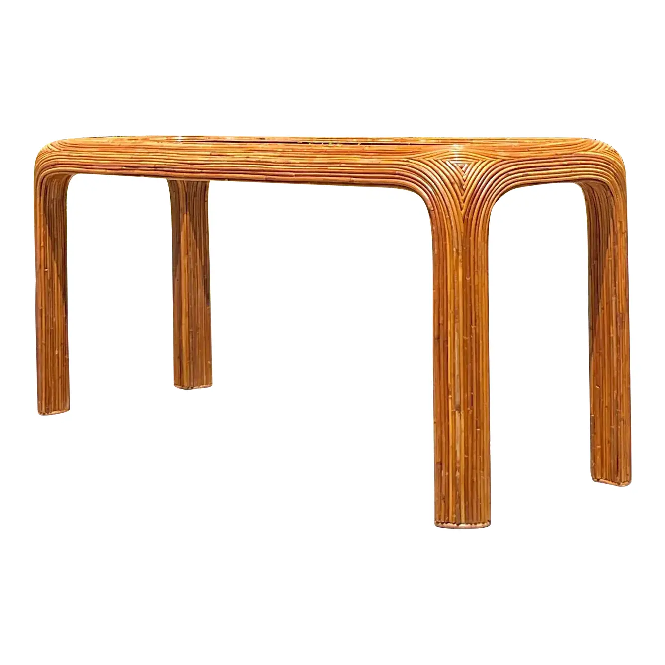 Vintage Coastal Pencil Reed Waterfall Console Table