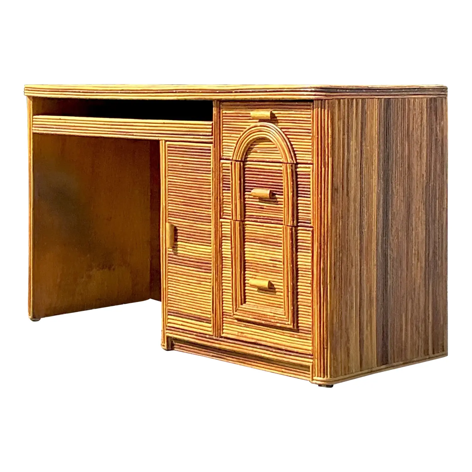 Vintage Coastal Pencil Reed Writing Desk