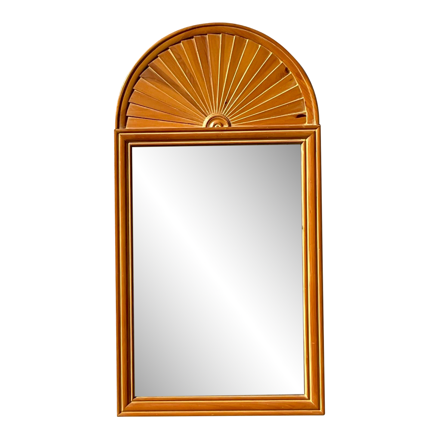 Vintage Coastal Pleated Knotty Pine Mirror - Detail view