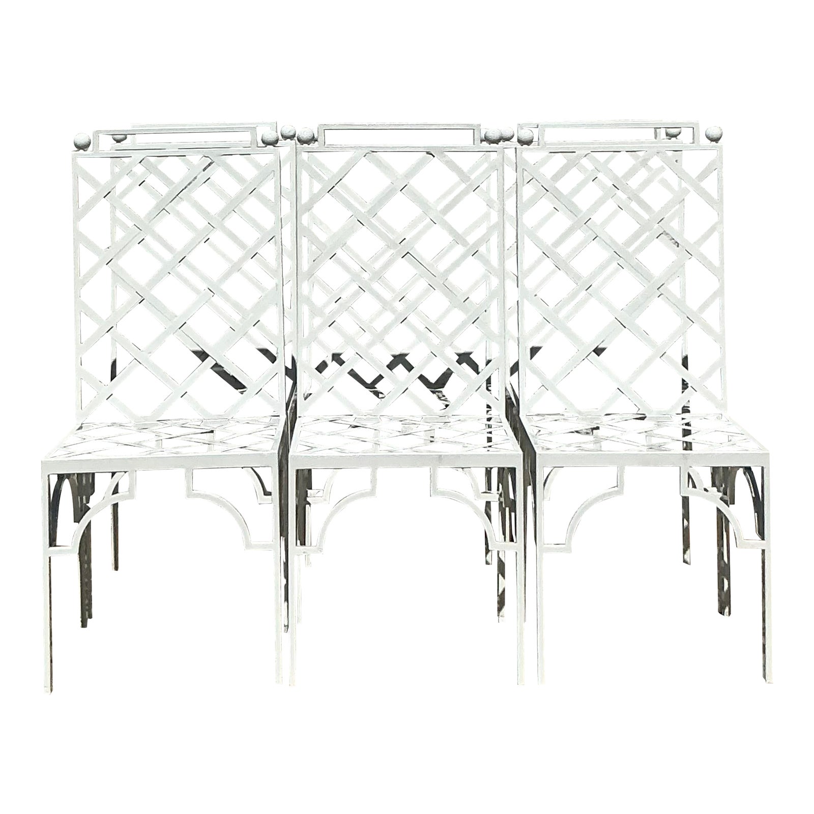Vintage Coastal Powder Coated Steel Dining Chairs - Set of 6 - Detail view