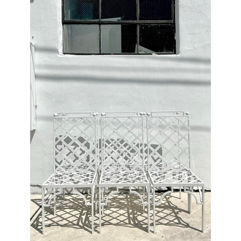 Vintage Coastal Powder Coated Steel Dining Chairs - Set of 6 - Top view