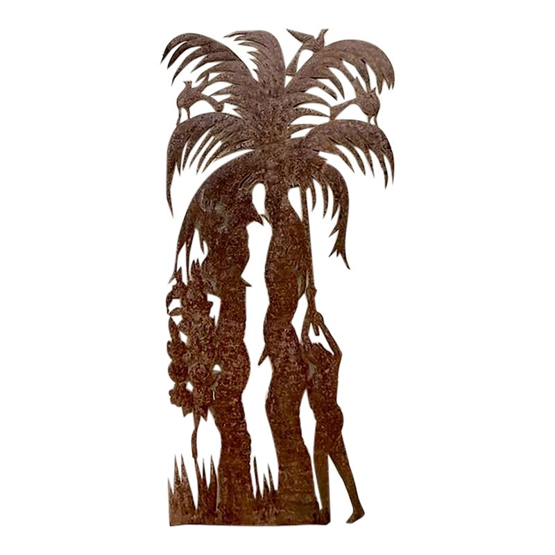 Vintage Coastal Punch Cut Palm Tree - Detail view