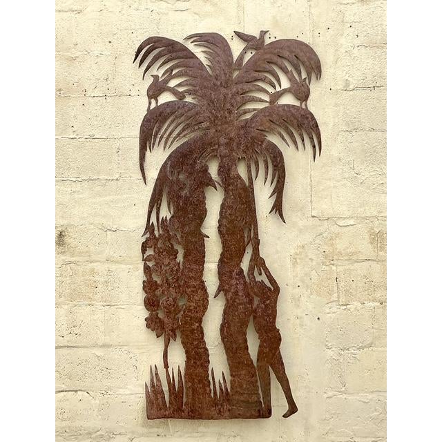 Vintage Coastal Punch Cut Palm Tree - Top view