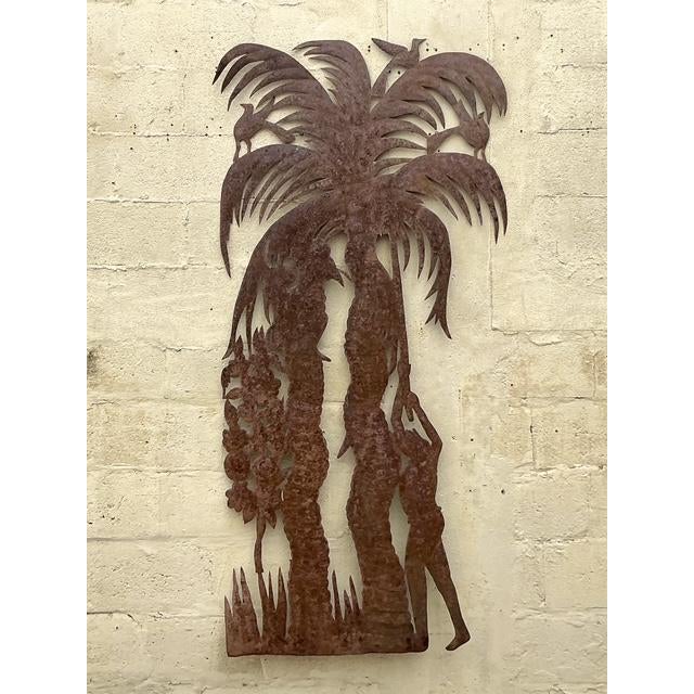 Vintage Coastal Punch Cut Palm Tree - Back view