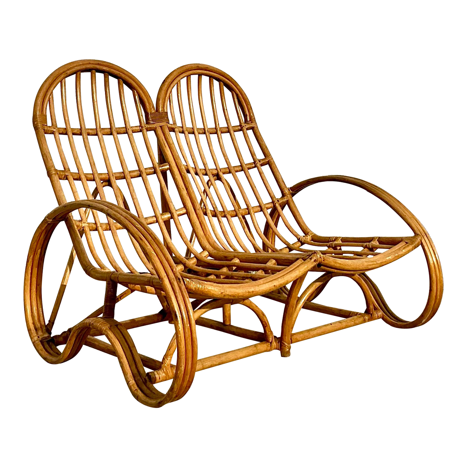 Vintage Coastal Rattan Double Lounge Chair - Detail view